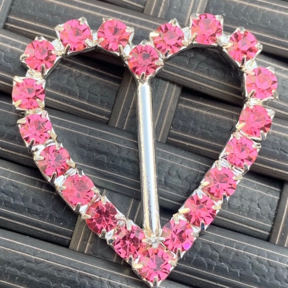 Rhinestone pink belt buckle slider ribbon wedding